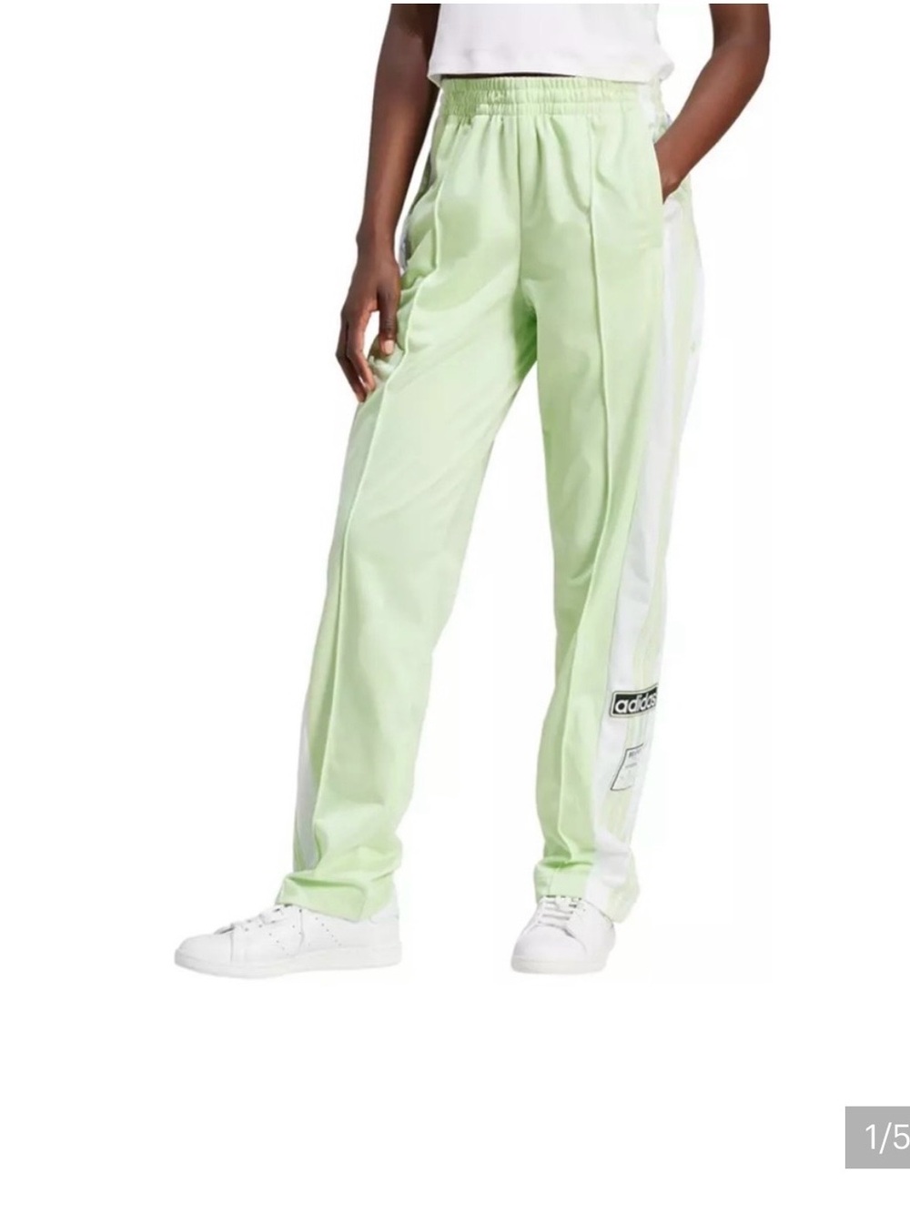 adidas Pastel Green Track Pants with White Side Panels